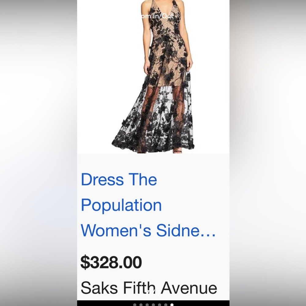 Dress the Population Black Sheer Lace Floral Dress XL